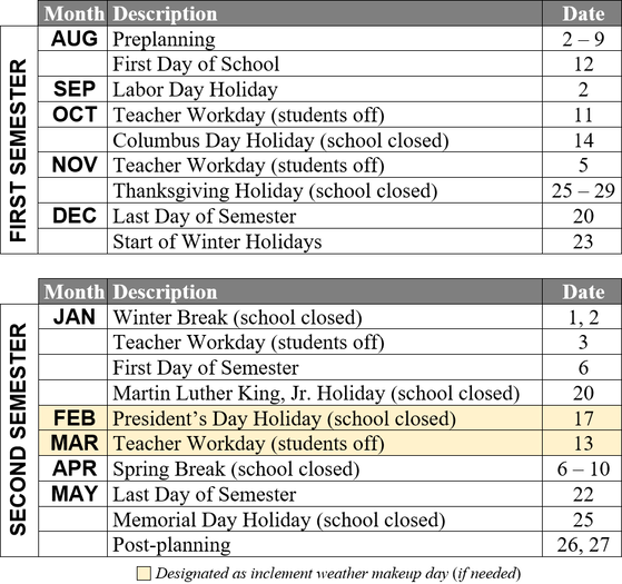Calendar & Schedule - Engineering